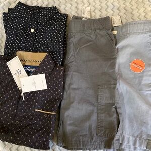 New size 8 boys children’s play shorts and two Craft and Flow shirts